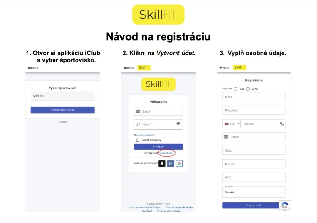 Návod na registráciu - kroky 1-3